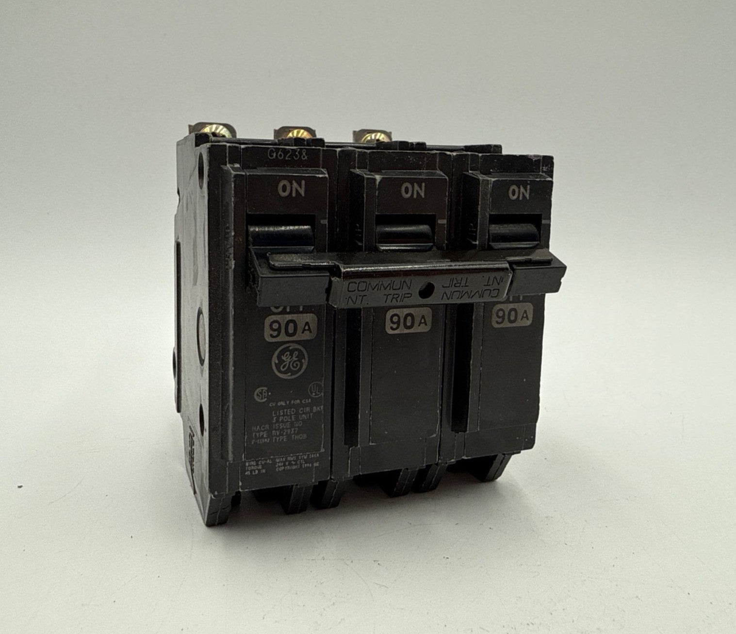 GE THQB32090 Circuit Breaker 90A 3P 240V THQL Bolt On 90 Amp 3 Pole Used