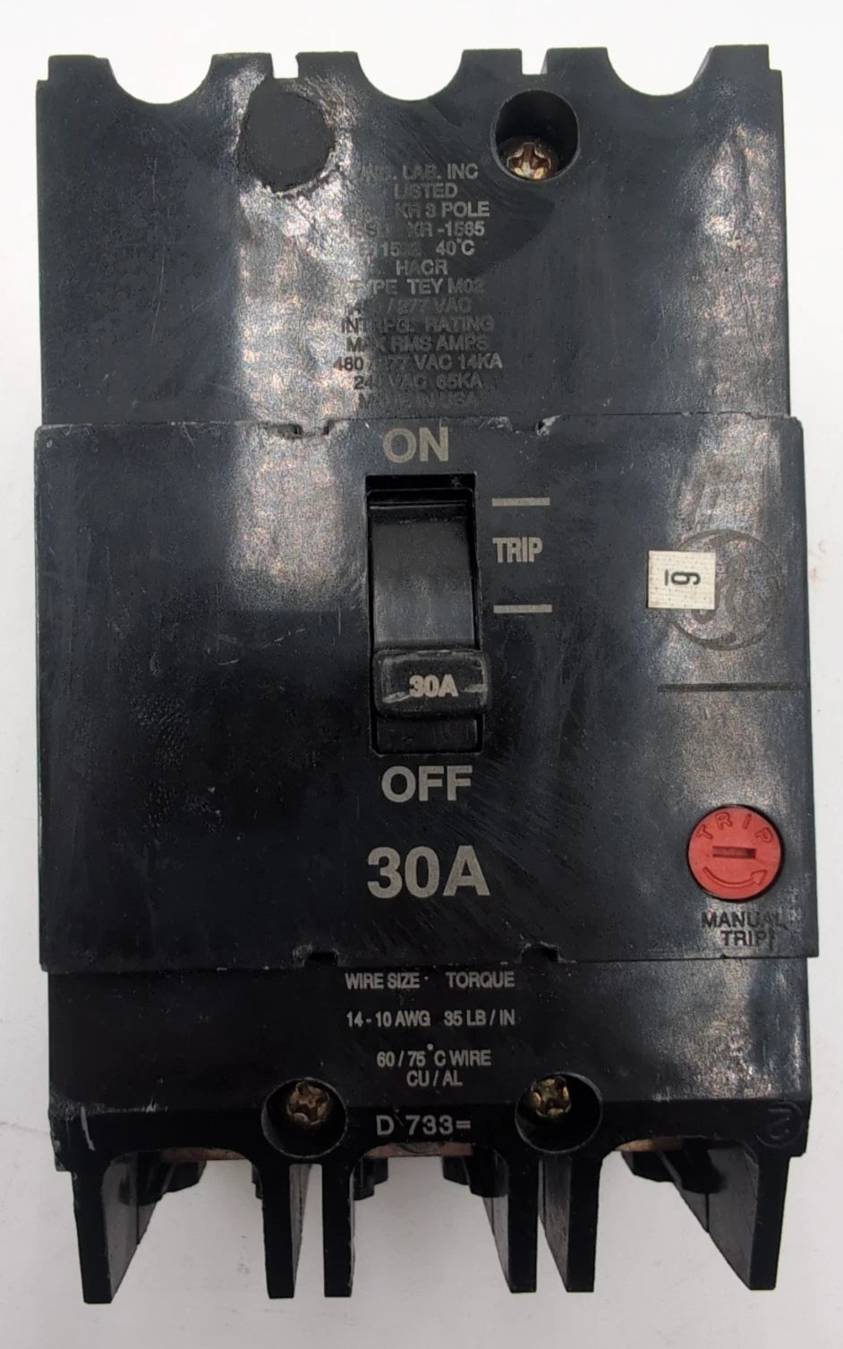 General Electric TEY330 Circuit Breaker 30A 3P 480V TEY 3PH 3 Pole 30 Amp Used Used