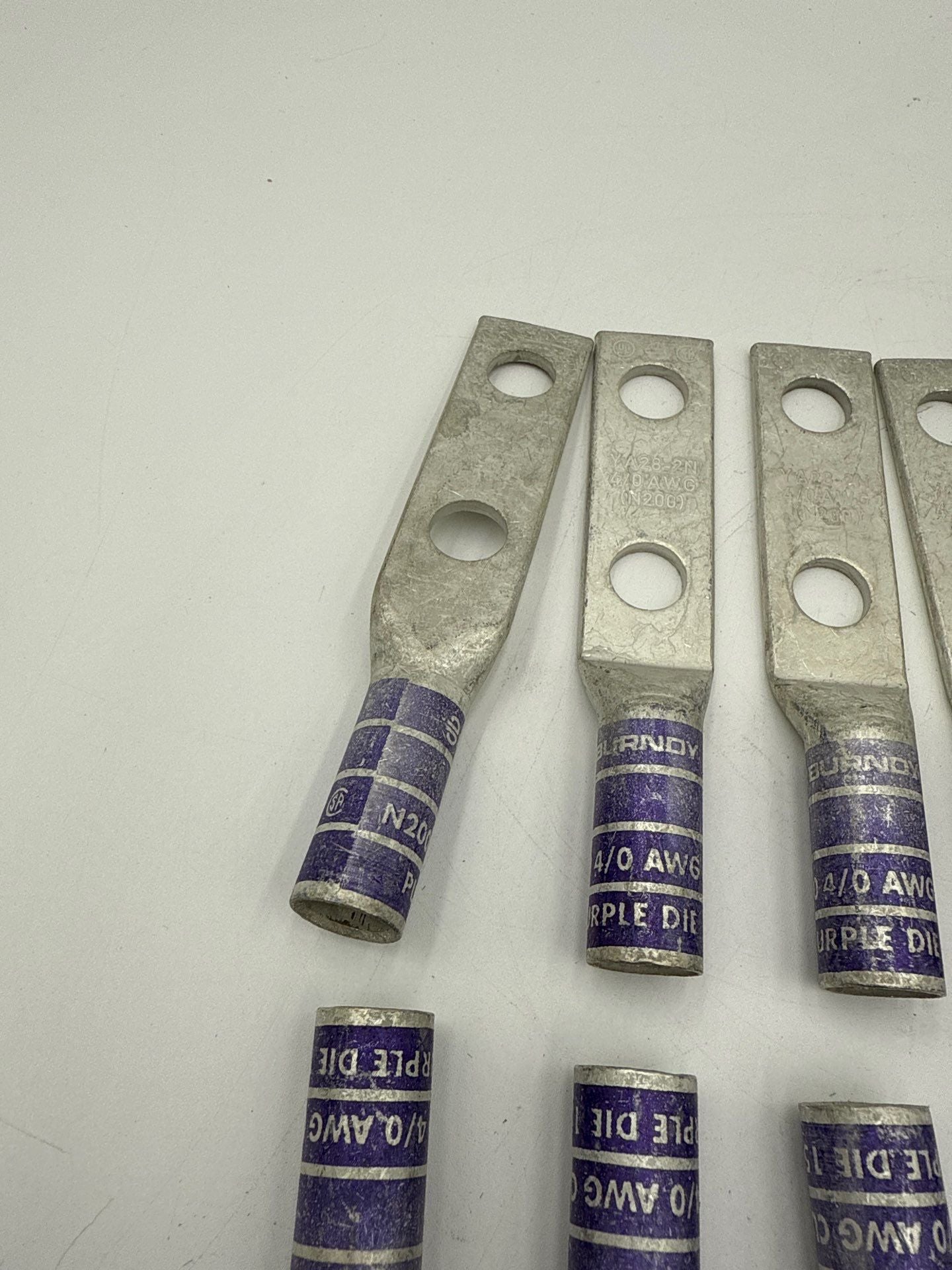 10PC Burndy YA282N 2-Hole 1/2'' Stud 4/0 AWG Long Barrel Copper Compression Lug New