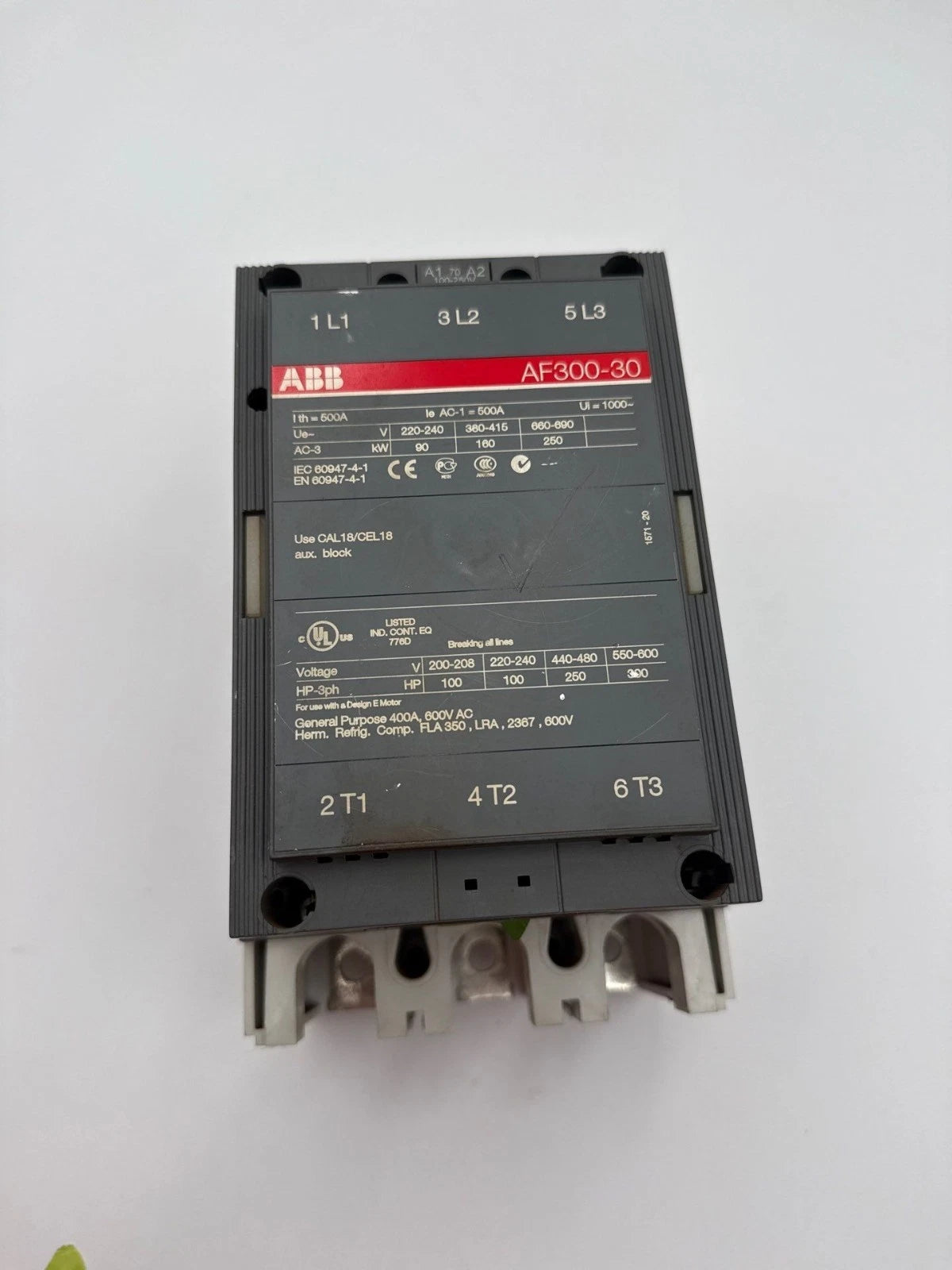 ABB AF300-30 Contactor Coil 100-250V 400A 3P 600V 3PH 300HP AF300-30-11-70 Used