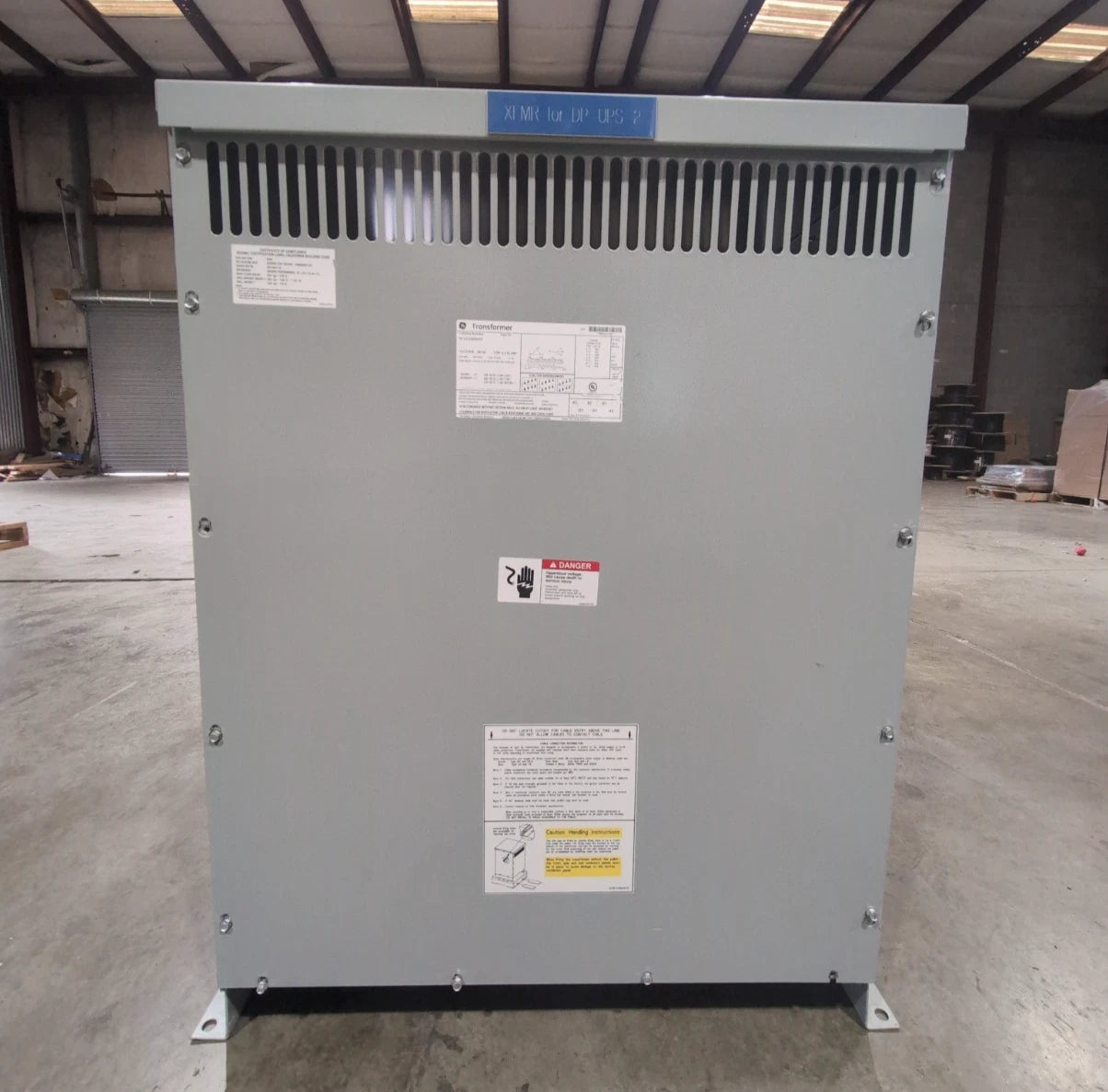 112.5kVA General Electric 9T11C1005G03 Transformer 480V 208V/120V 3PH TYPE 3R Used