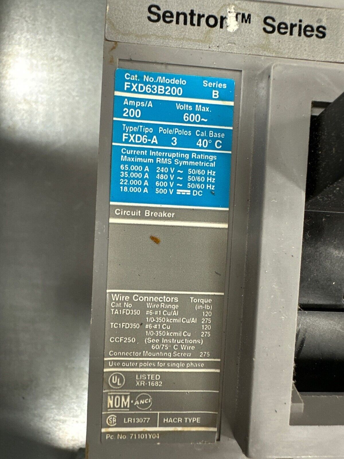 Siemens I2E42MC250C S2 Panelboard 250A 480/277V 3PH 4W Indoor Encl FXD63B200 P393 Used