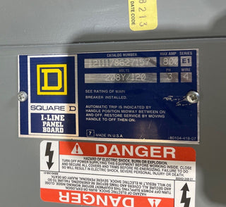 Square D I-Line Panelboard 800A 208/120V 3PH 4W MCB Panel 800 Amp 24Cir MAP36800 Used