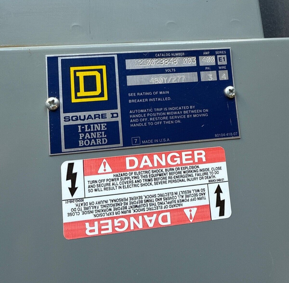 Square D I-Line Circuit Breaker 400A 480/277V 3PH 4W 18 Space MCB Main LA36400 Used