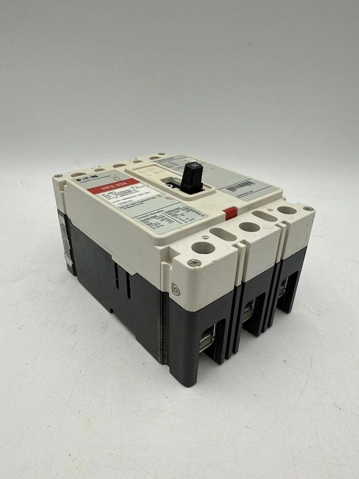 Eaton HFD3080BP10 Circuit Breaker 80A 3P 600V 3PH HFD 65k 80 Amp 3 Pole Used