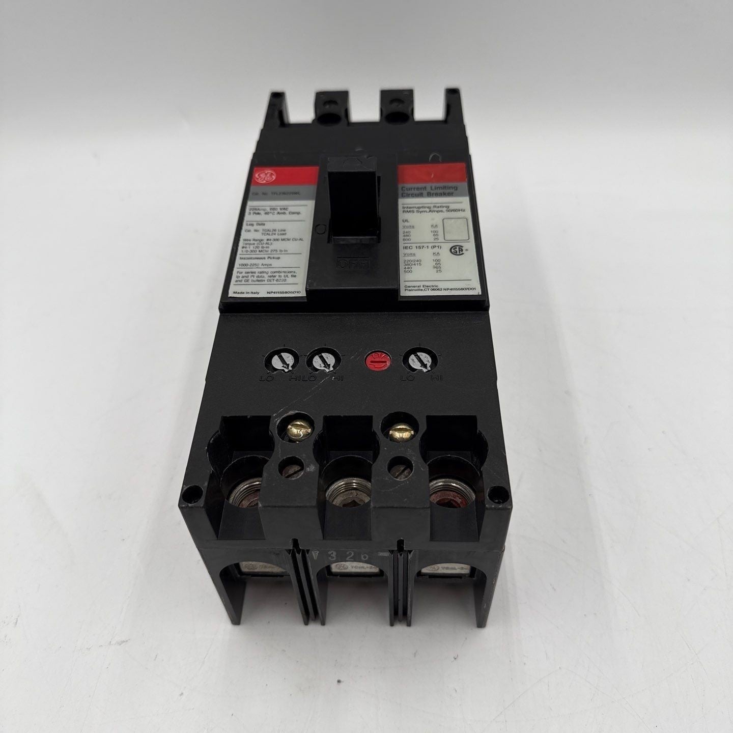 GE TFL236225WL Circuit Breaker 225A 3P 600V 3PH TFL 225 Amp 3 Pole Used