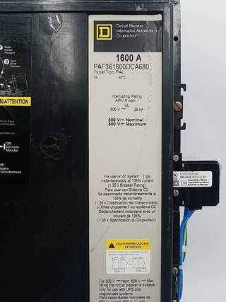 Square D PAF361600DCA680 Used