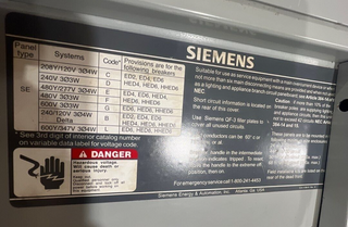 Siemens SEE42ML400CTS SE Panelboard 400A 480Y/277V 3PH 4W 42 Circuit MLO SBD68 P271 Used