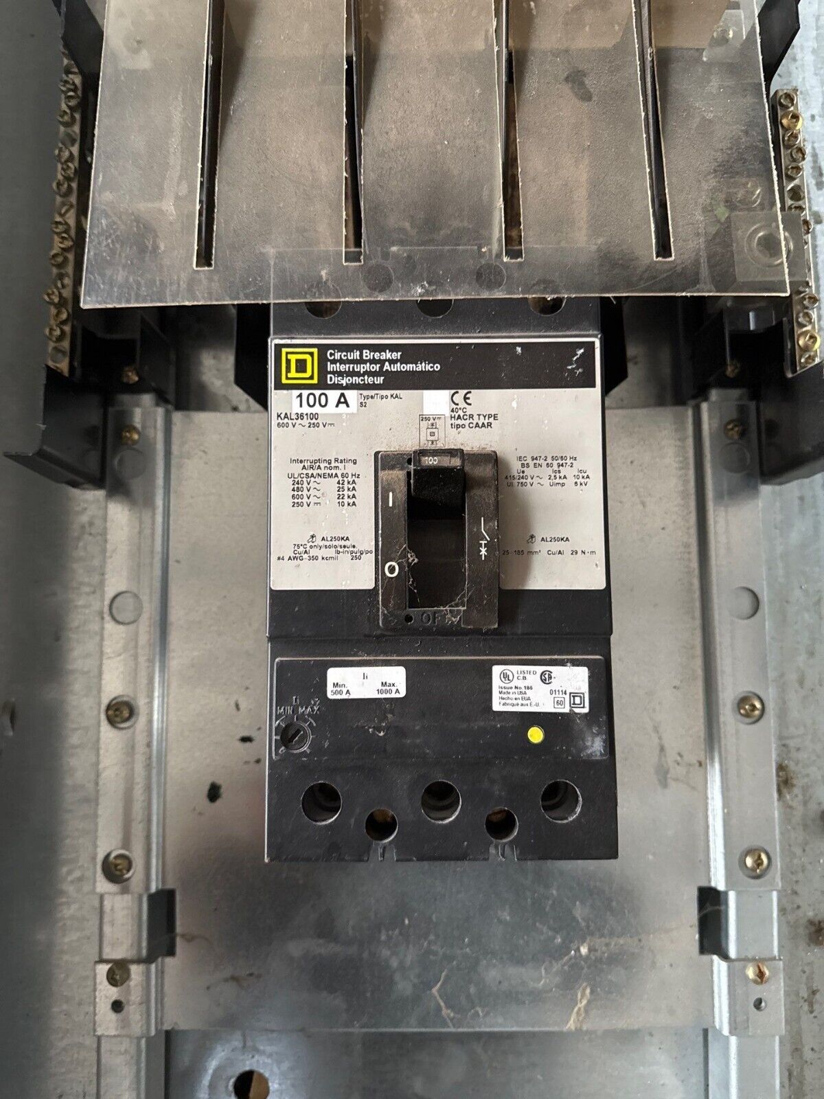 Square D NF Panelboard 150A 480/277V 3PH 4W 30 Circuit Indoor Encl MCB KAL36100 P628 Used