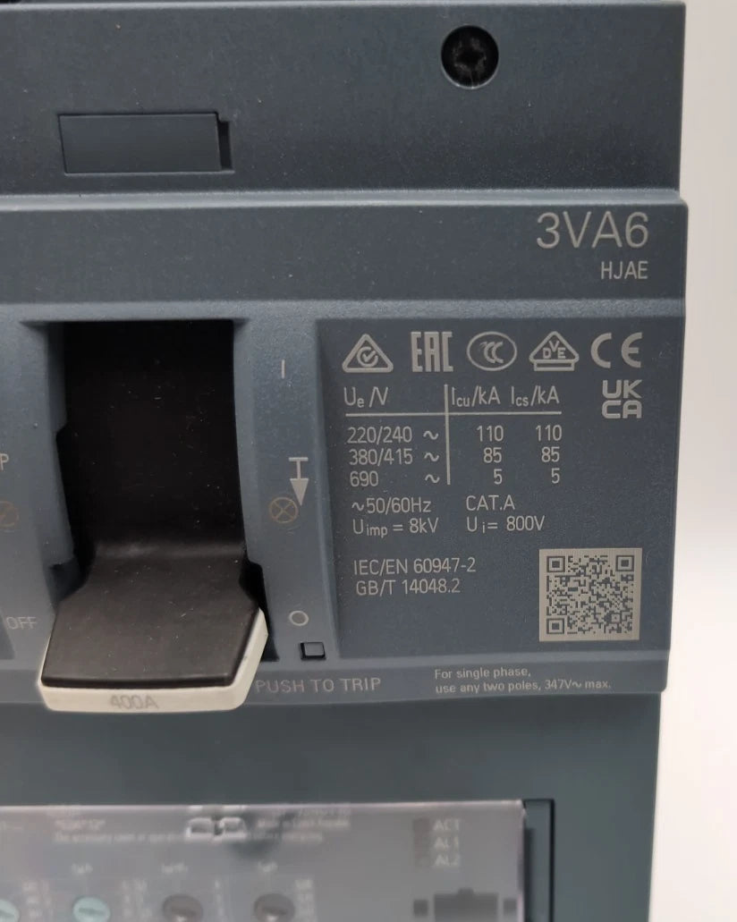 Siemens 3VA6340-6HN31-0AA0 Circuit Breaker 400A 3P 600V 3PH LSI Trip 400 Amp NEW New