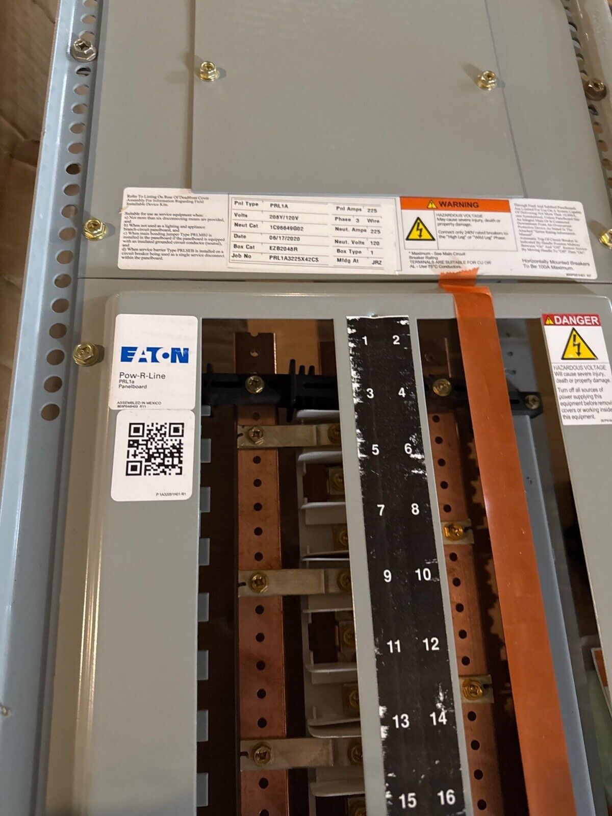 Eaton PRL1A3225X42CS Panelboard Interior 225A 208/120V 3PH PRL1A 42 Circuit New