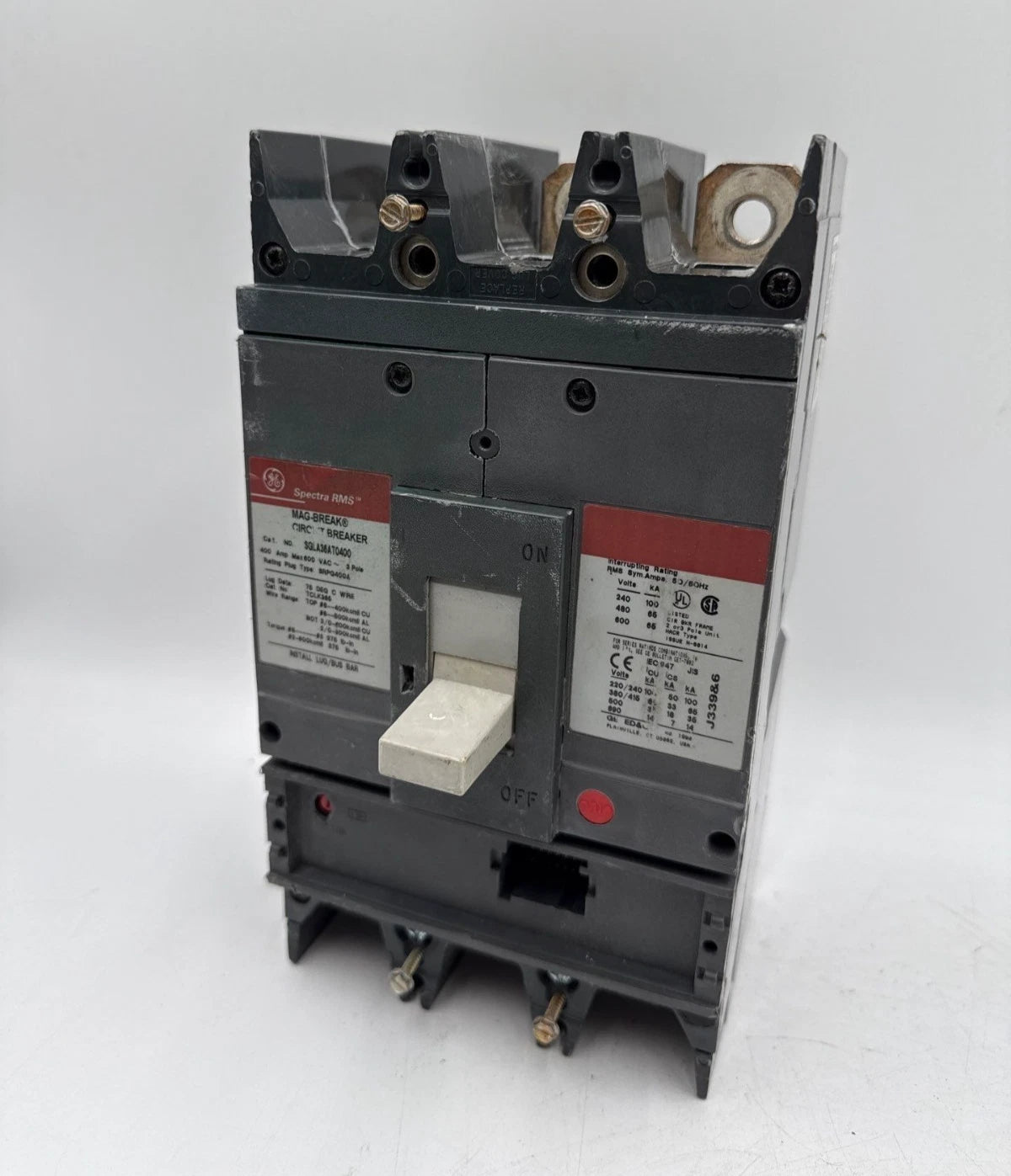 General Electric SGLA36AT0400 Circuit Breaker 400A 3P 600V SGLA 400 Amp 3 Pole Used