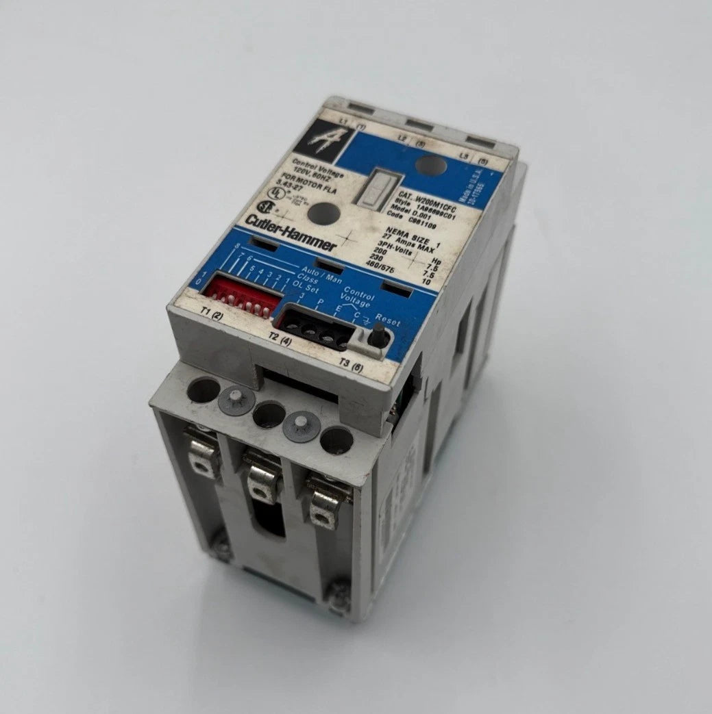 Cutler Hammer W200M1CFC Motor Starter NEMA Size 1 Control 120V 27A 3P 600V 10HP Used