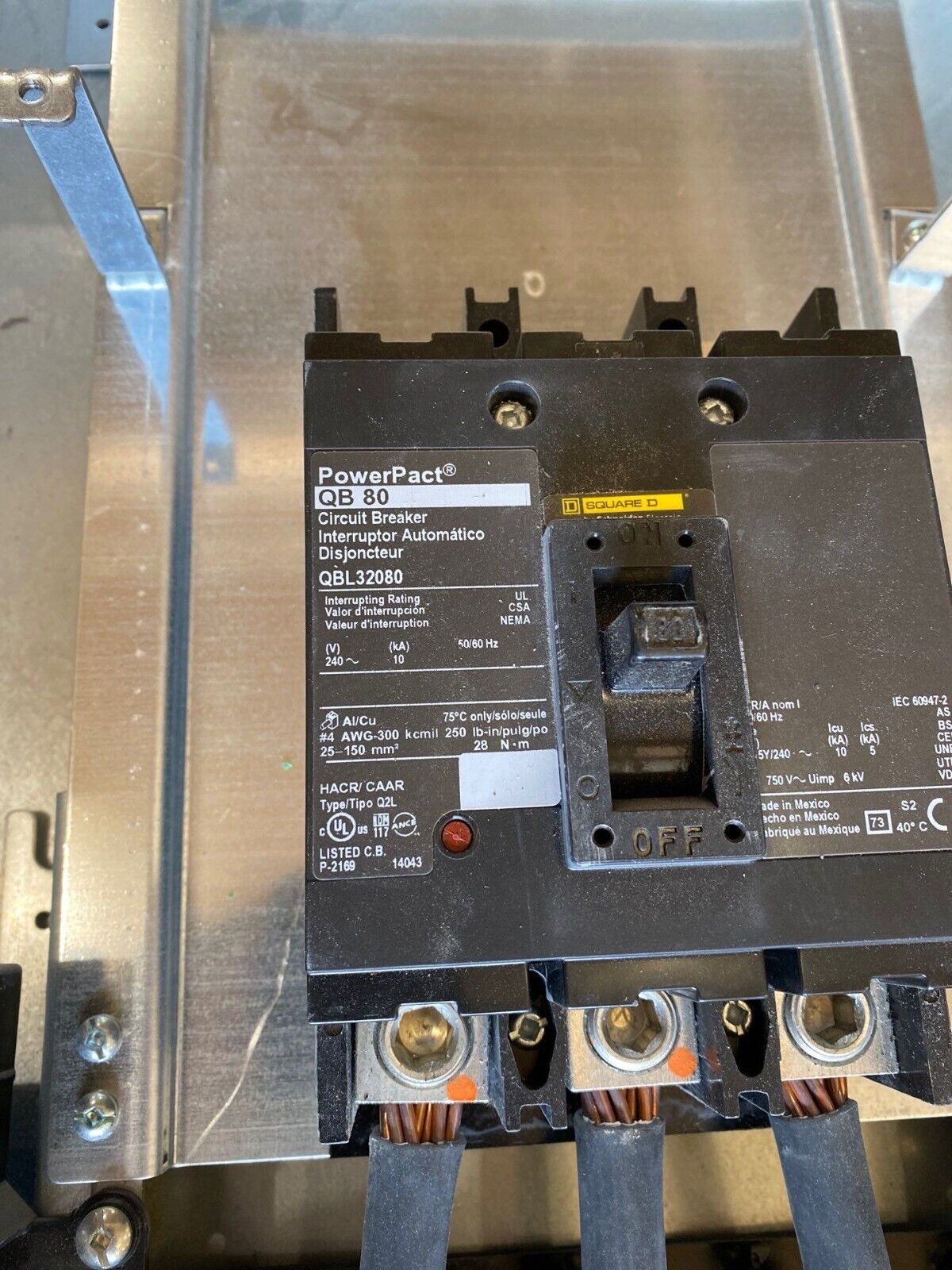 Square D NQ Panelboard 80A 208Y/120V 3PH 4W 42 Circuit Indoor Encl MCB QBL32080 P647 Used