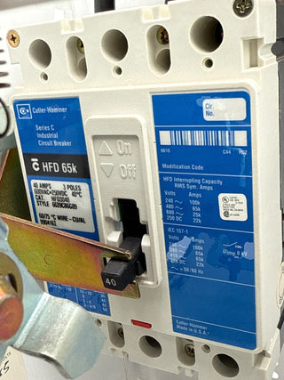 Eaton CH Freedom 2100 40A 12” Dual Twin Feeder MCC Bucket HFD3040 Used
