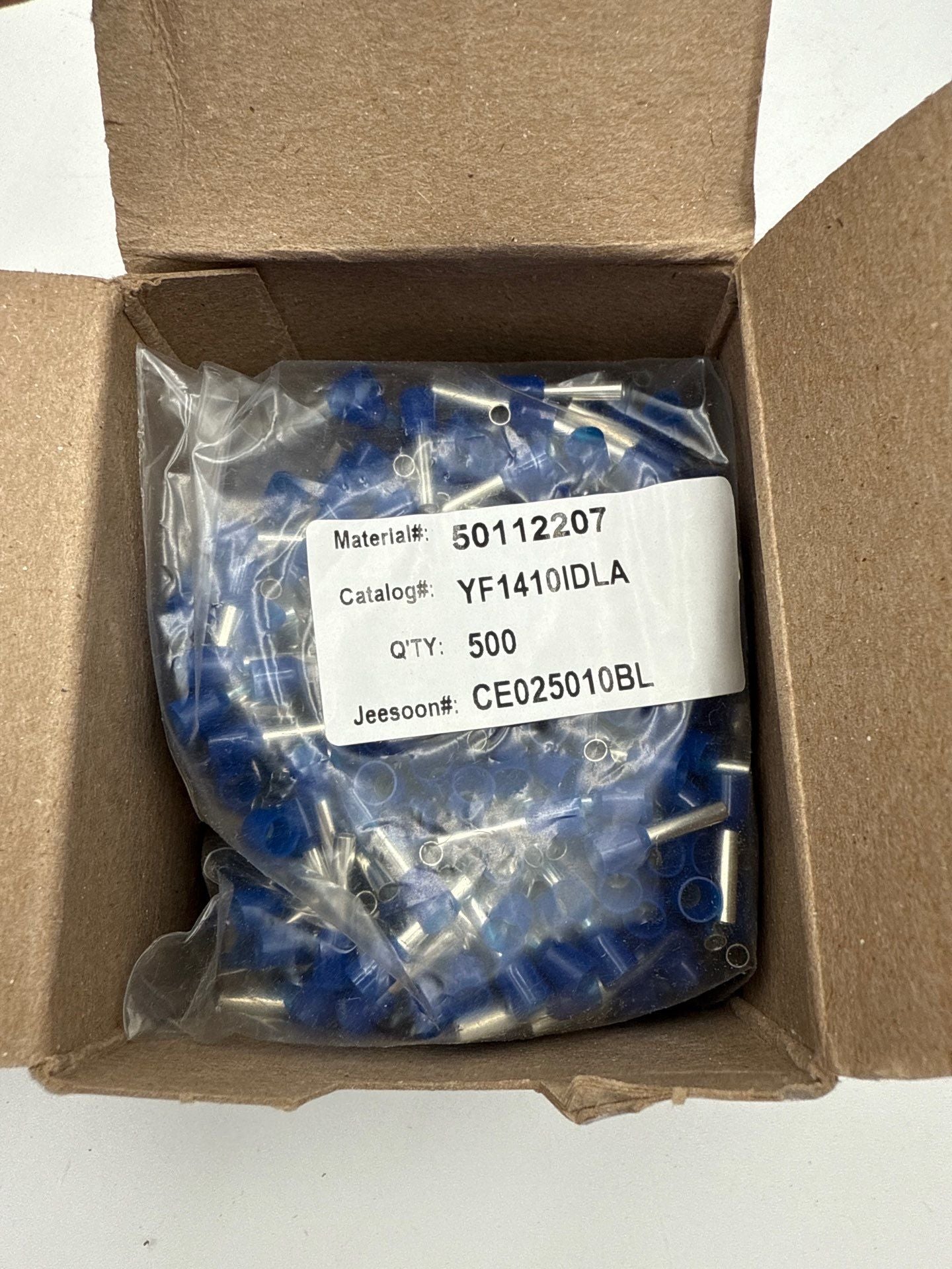 Burndy YF1410IDL Covered Ferrule For 14 AWG Electrolytic copper Tin plated 500 PC New