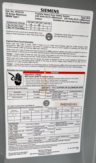 Siemens HF221N Used