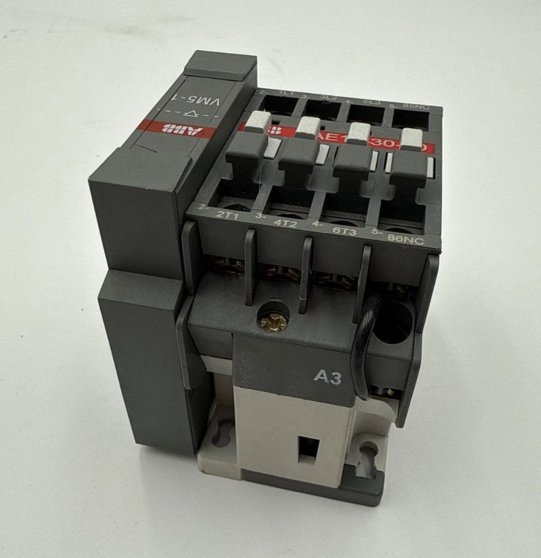 ABB AE16-30-00 Contactor 30A 3P 600V 3PH 15HP Coil 24VDC DIN Rail Used