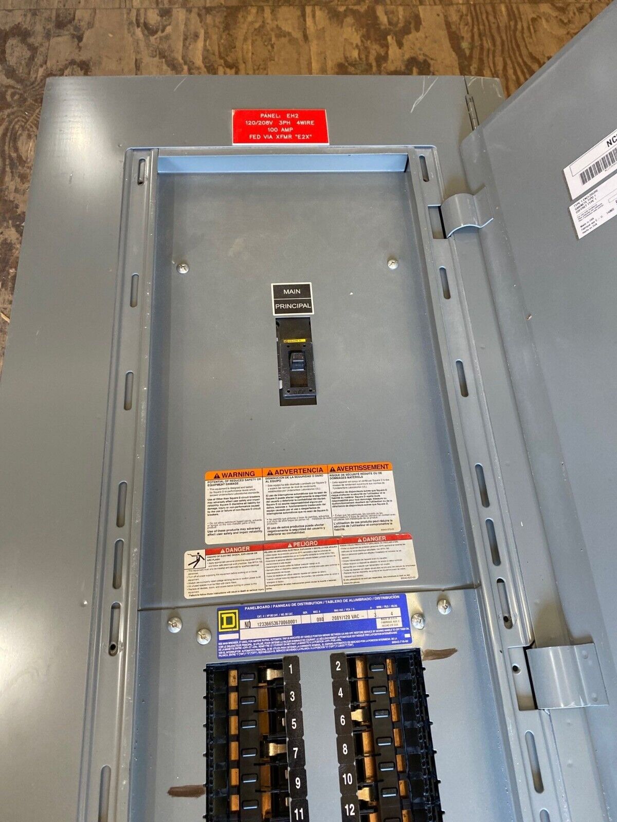 Square D NQ Panelboard 80A 208Y/120V 3PH 4W 42 Circuit Indoor Encl MCB QBL32080 P647 Used