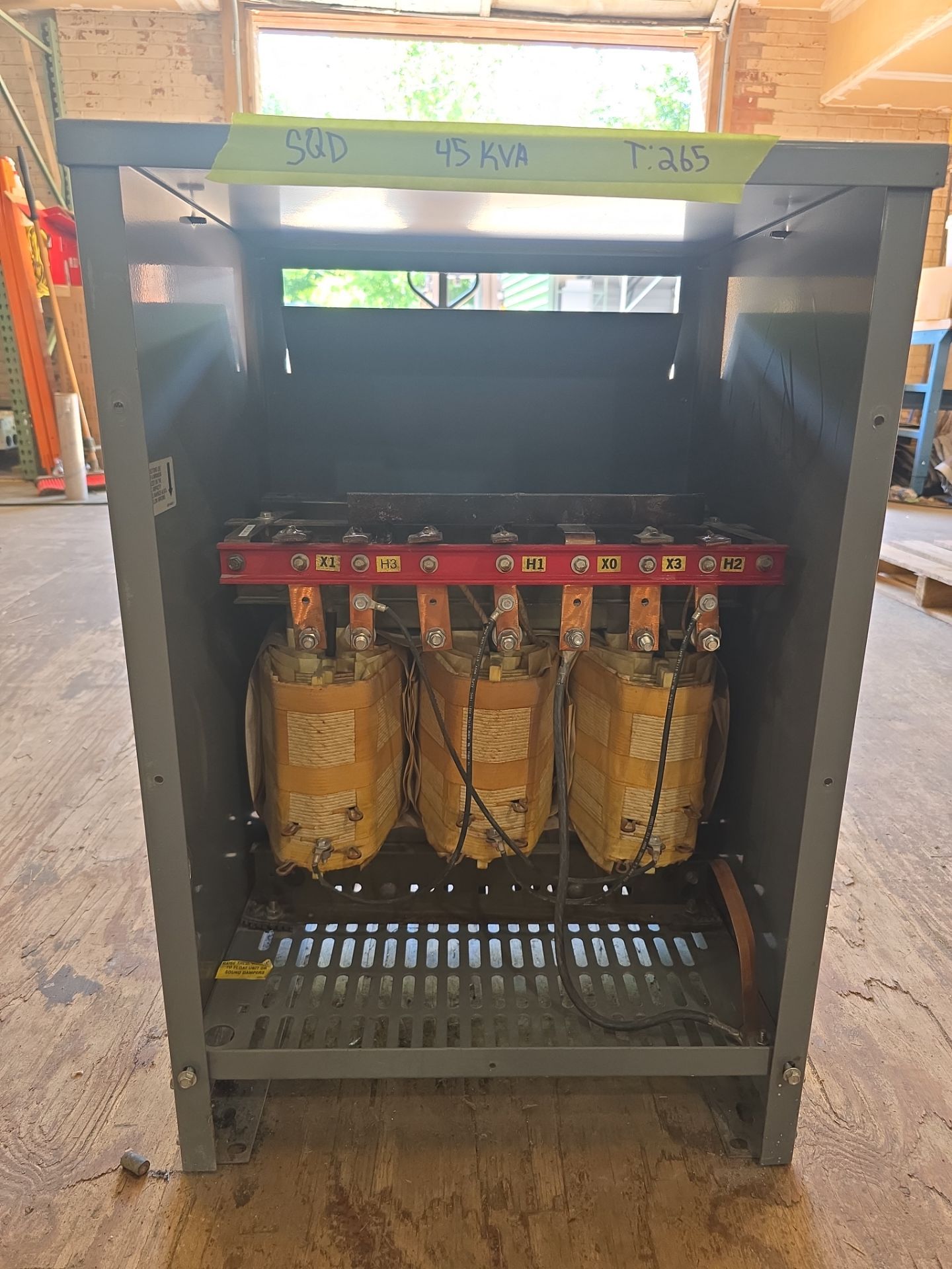 45kVA Square D 45T76HCU Sorgel Transformer Pri 480V Sec 480/277V Indoor T265 Used