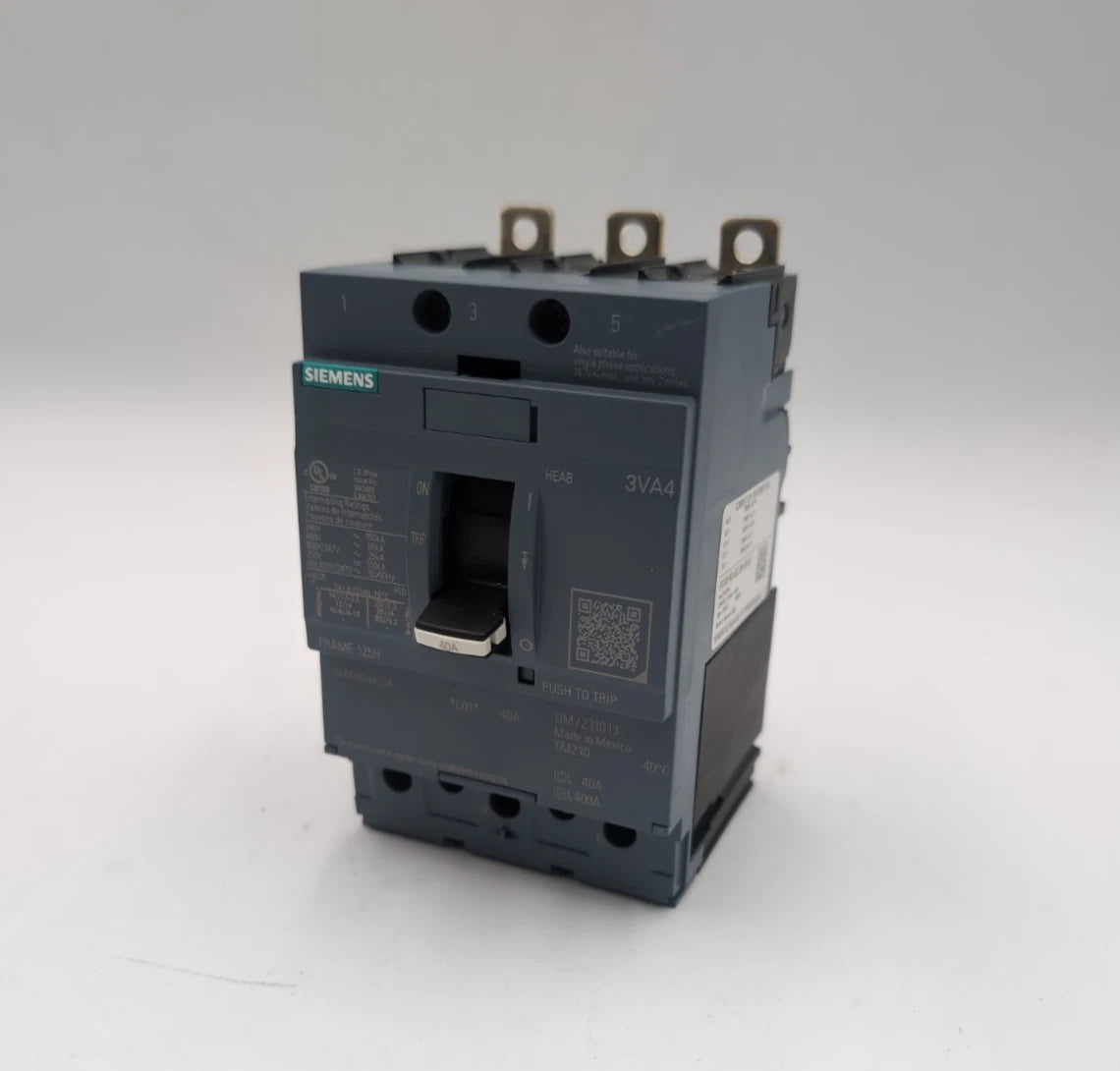 Siemens 3VA4140-6ED34-0AA0 Bolt On Circuit Breaker 40A 3P 480V 600Y/347Y 40 Amp New