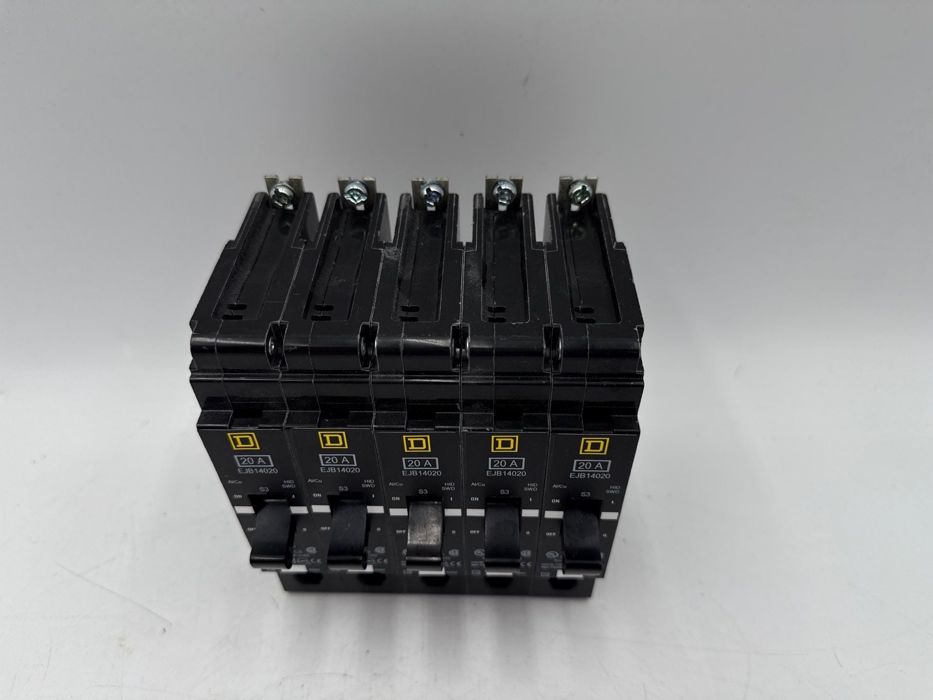 5PC Square D EJB14020 Circuit Breaker 20A 1P 277V 1PH EJB 20 Amp Bolt On Used