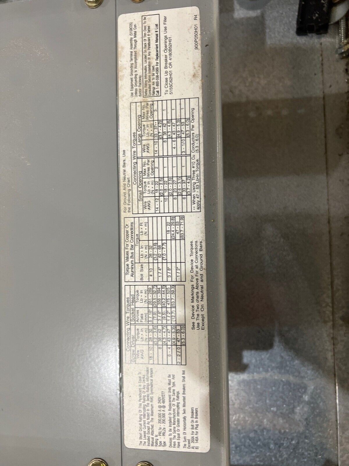 CH PRL2A Panelboard 225A 480/277V 3PH 4W 42 Circuit MLO Main Lug Indoor 225 Amp P679 Used