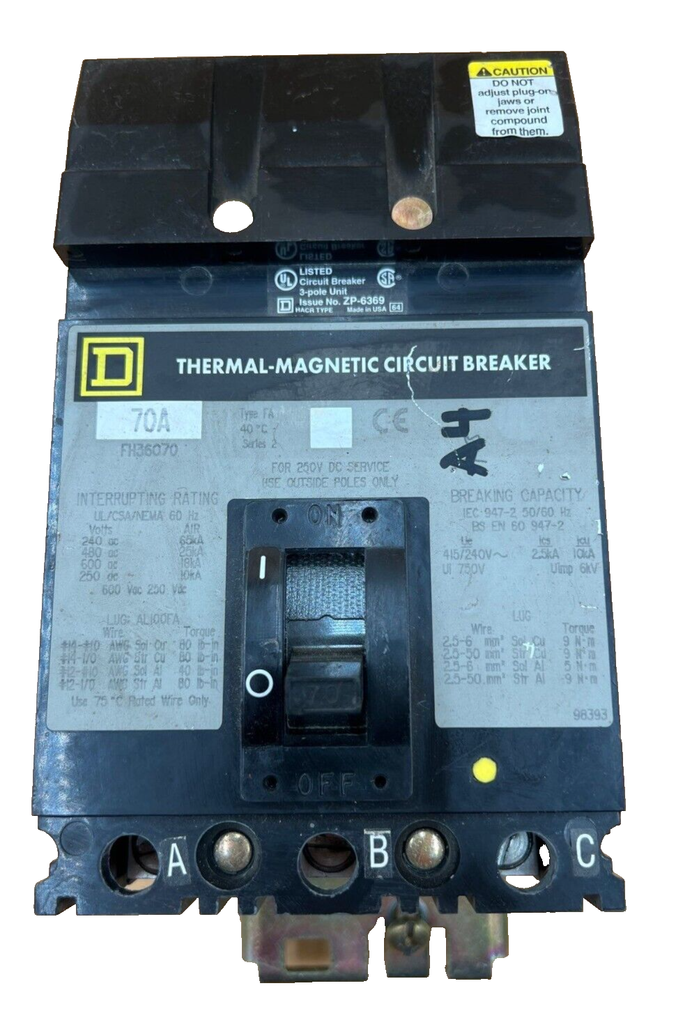 Square D FH36070 Used