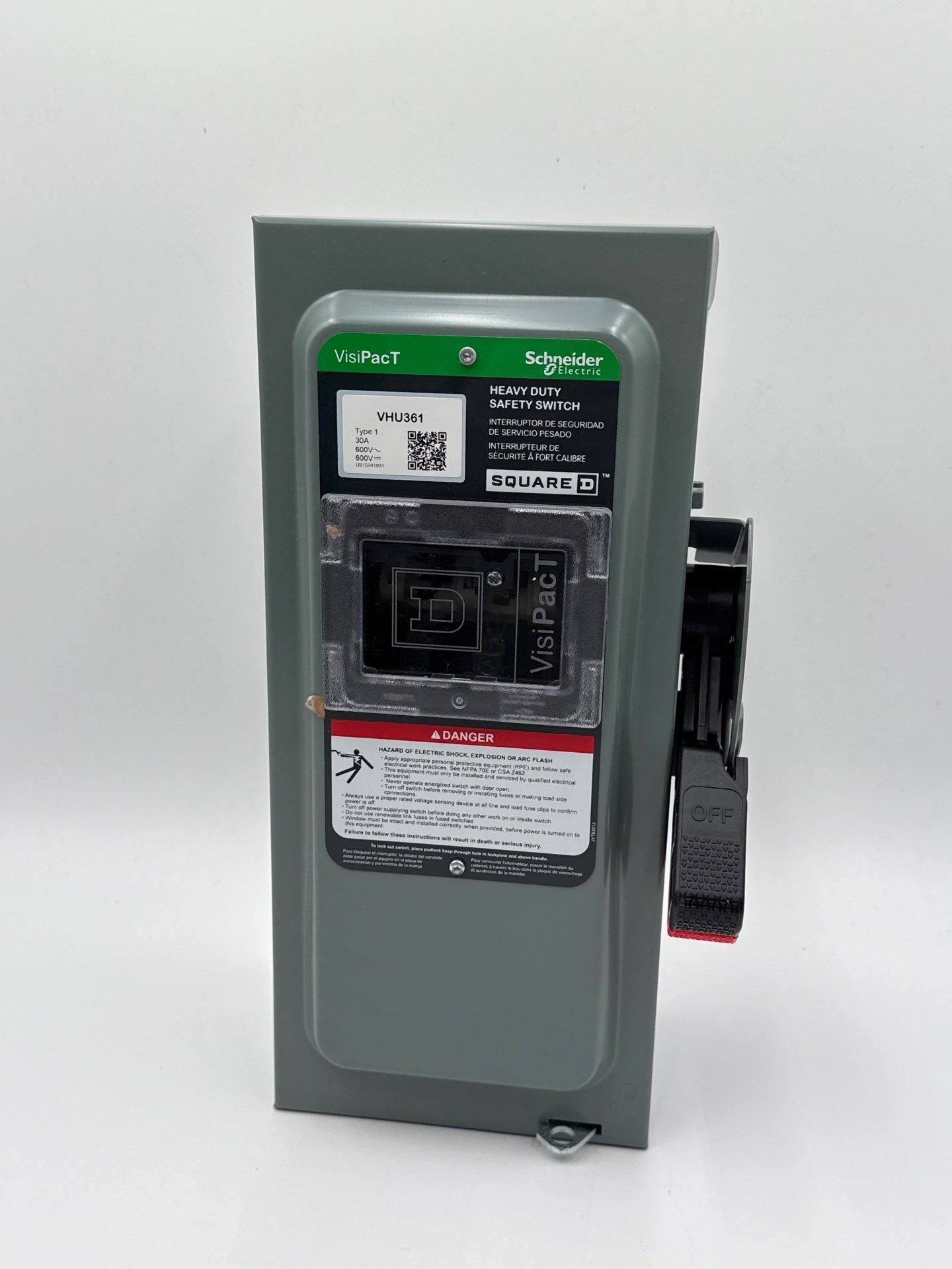 Square D VHU361 Safety Disconnect Switch 30A 3P 600V VisiPacT Type 1 Indoor New