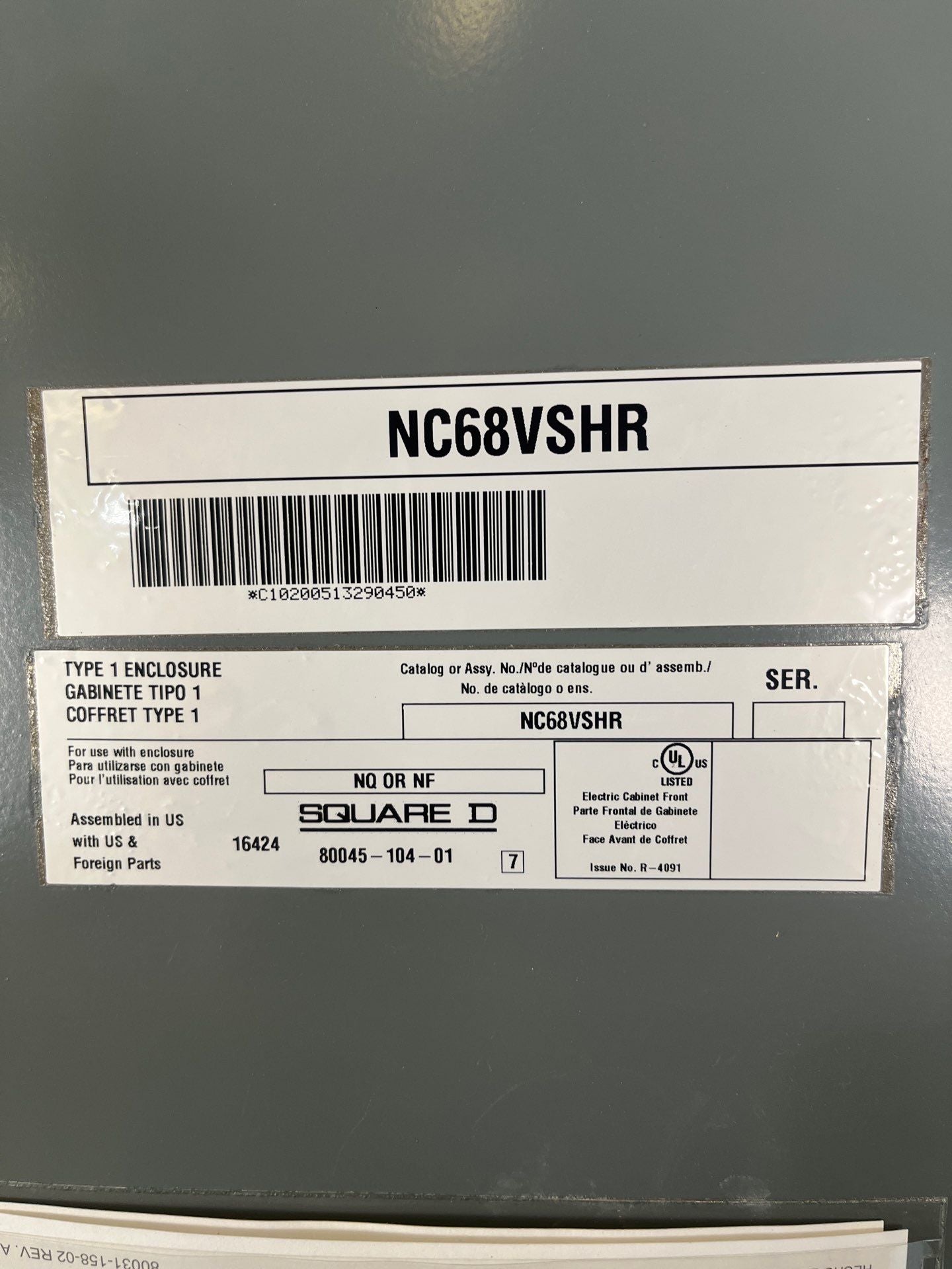 Square D NQ Panelboard 250A 208/120V 3PH 4W 42 Cir MCB Indoor Encl MH68 Used