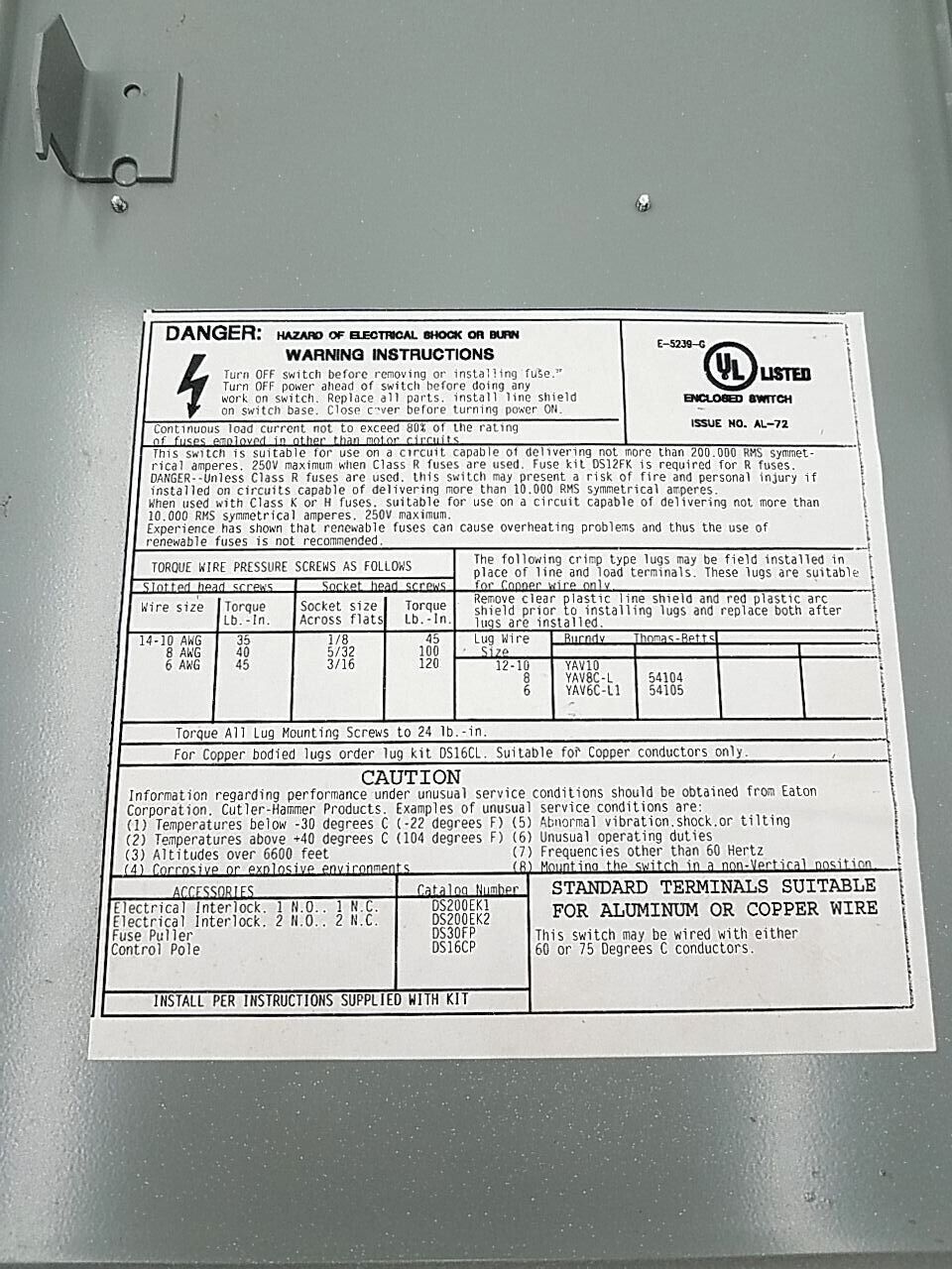 Cutler-Hammer DH221NGK Used