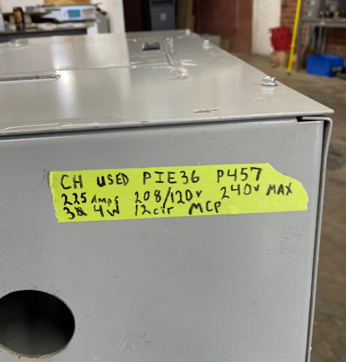 IEM PIE Panelboard 225A 208Y/120V 3PH 4W 12 Circuit Indoor Encl MCB 225 Amp P457 Used