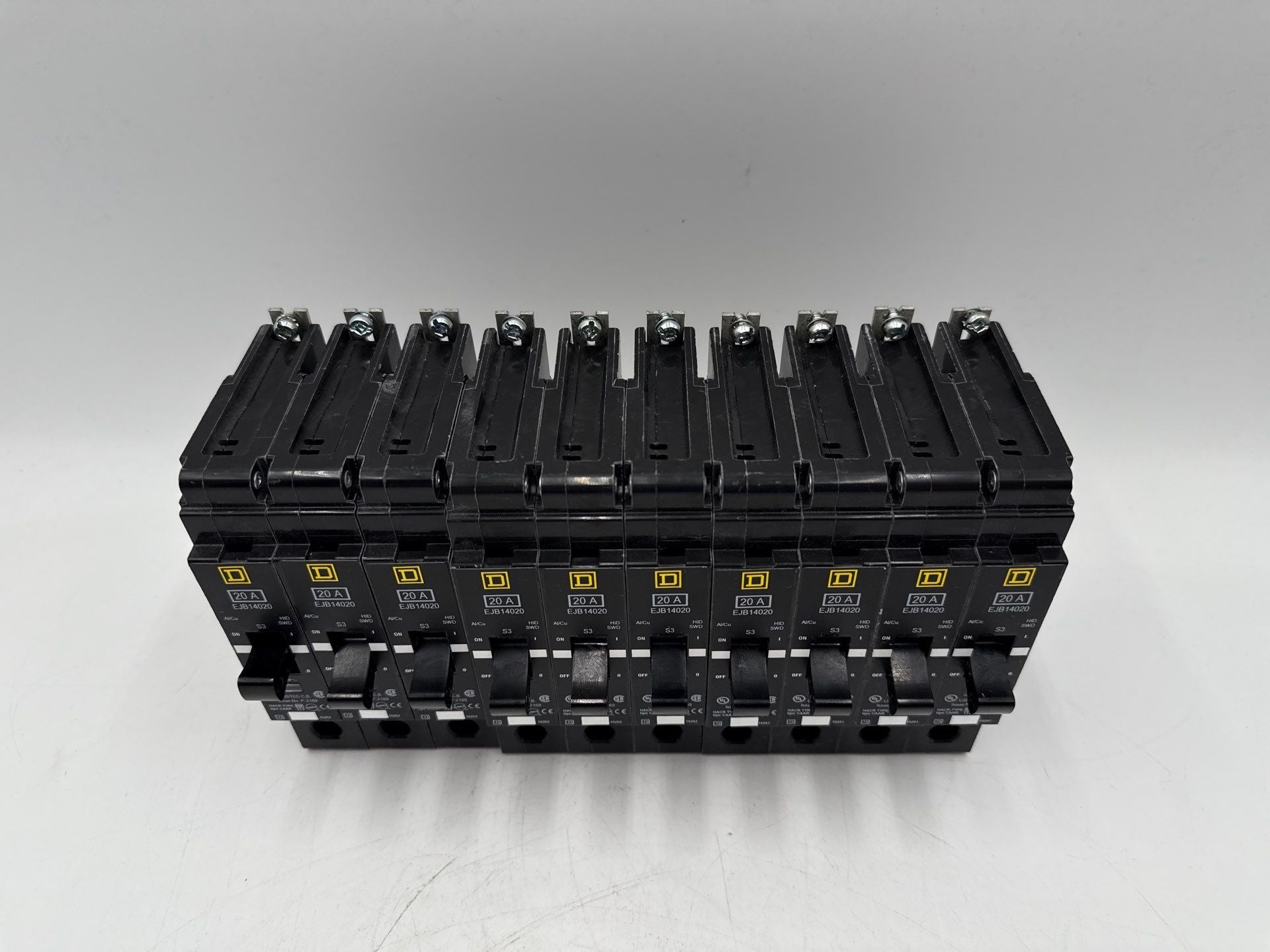 10PC Square D EJB14020 Circuit Breaker 20A 1P 277V 1PH EJB 20 Amp Bolt On Used