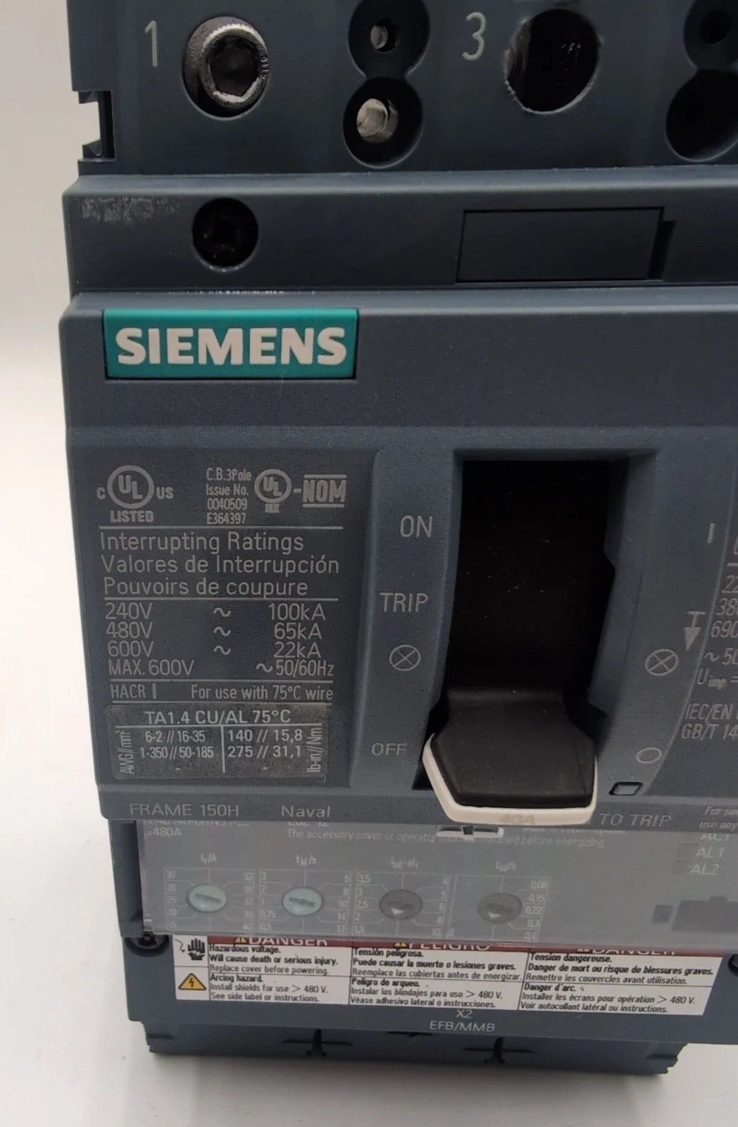 Siemens 3VA6140-6HN31-0AA0 Circuit Breaker 40A 3P 600V 3PH LSI Trip NEW Take Out New