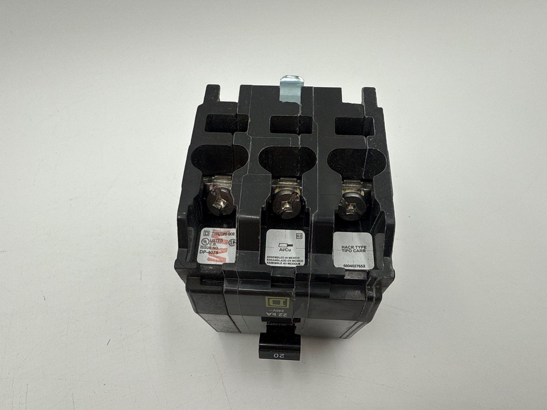 Square D QOB320VH Circuit Breaker 20A 3P 240V 22kA QOB 20 Amp 3 Pole New