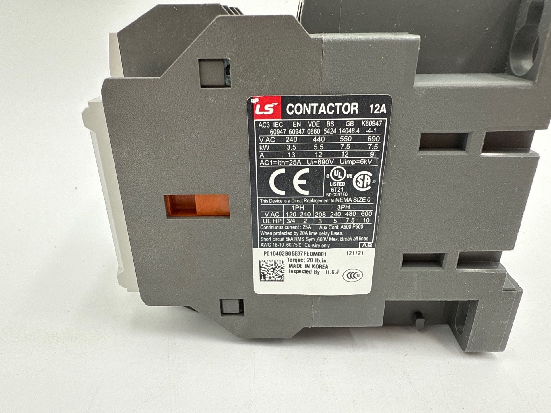 LS Electric MC-12b Contactor 12A 3P 690V Coil 48VAC 1 NO + 1 NC New