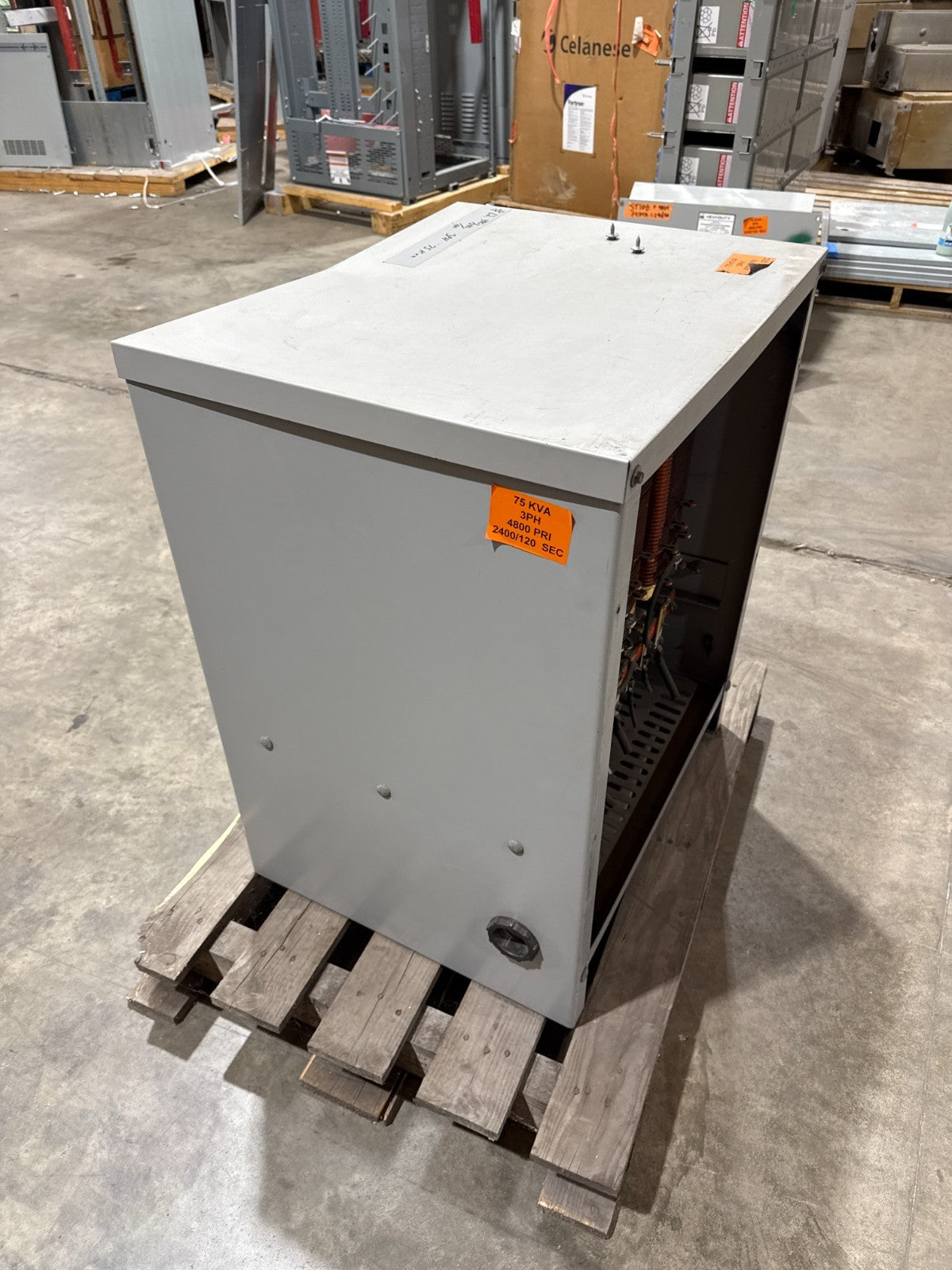 75KVA Hevi-Duty Transformer ET5H75S Pri 480V Sec 240/120V 3PH Indoor Encl Used