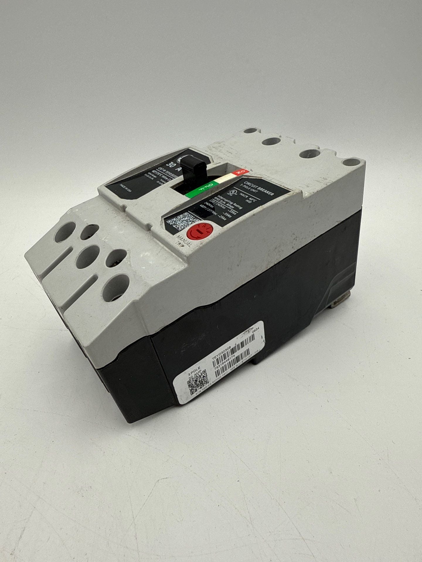 GE TEYD3030B Circuit Breaker 30A 3P 480/277V 3PH TEYD 30 Amp 3 Pole Bolt On Used
