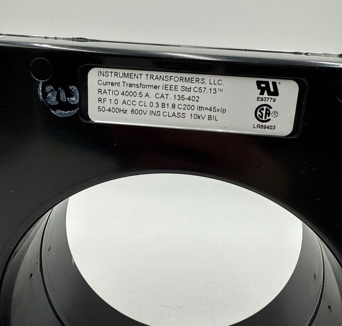 IT LLC 135-402 Current Transformer 4000:5A 50-400Hz 600V 10kV BIL New