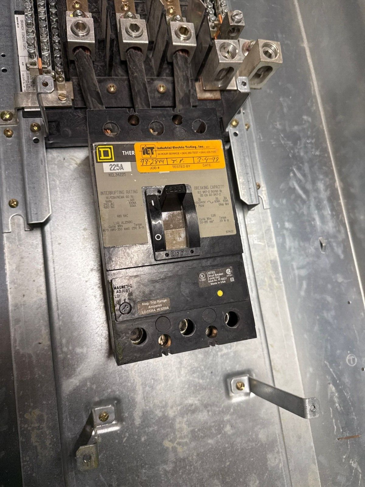 Square D NQOD Panelboard 225A 208/120V 3PH 4W Indoor Encl 42 Cir MCB KCL34225 P561 Used