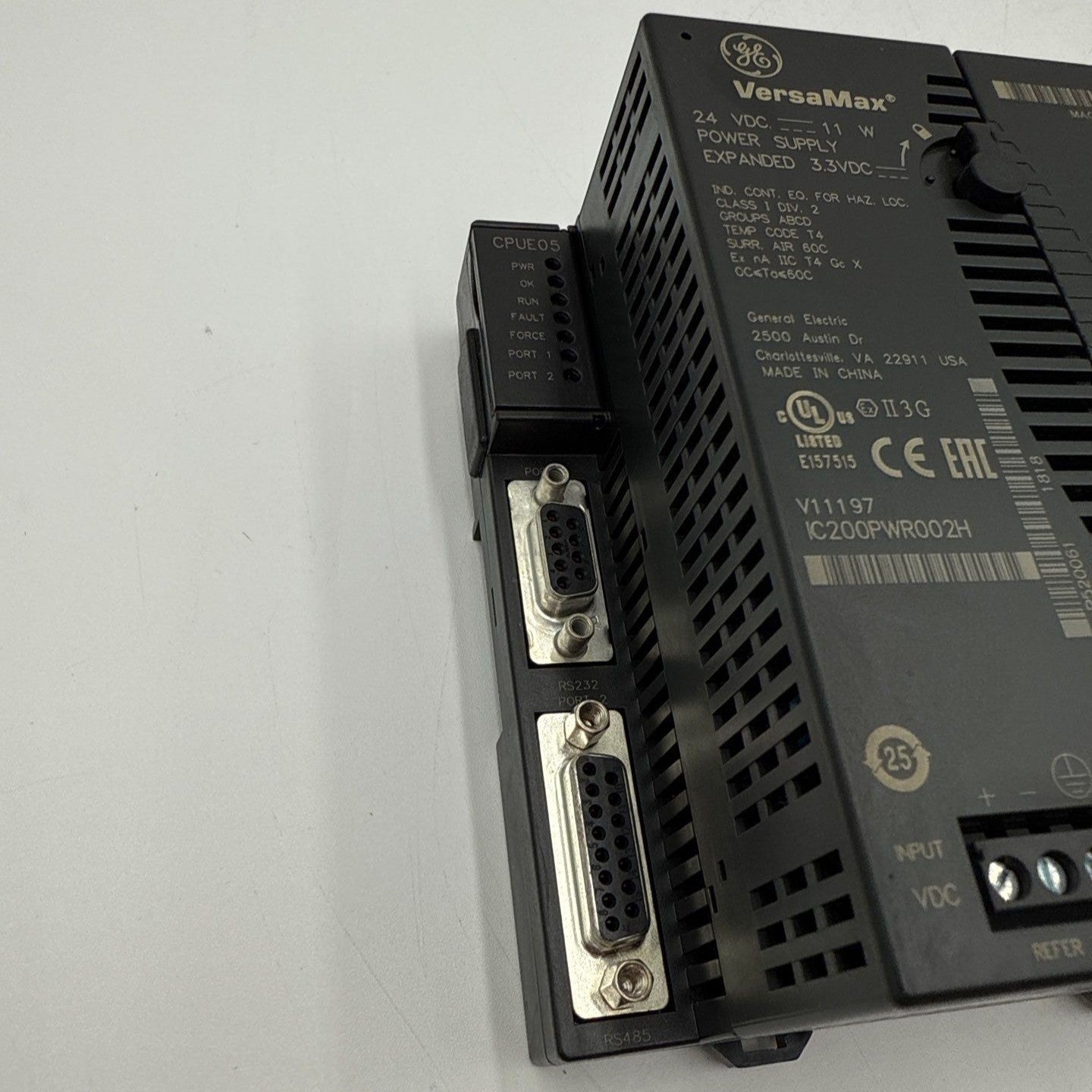 GE IC200CPUE05-LT VersaMax CPU Module With IC200PWR002H Power Supply 24VDC Used