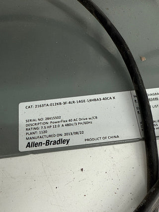 Allen Bradley 2100 26" 30A MCC Combo Bucket 7.5HP Powerflex 40 AC Drive New