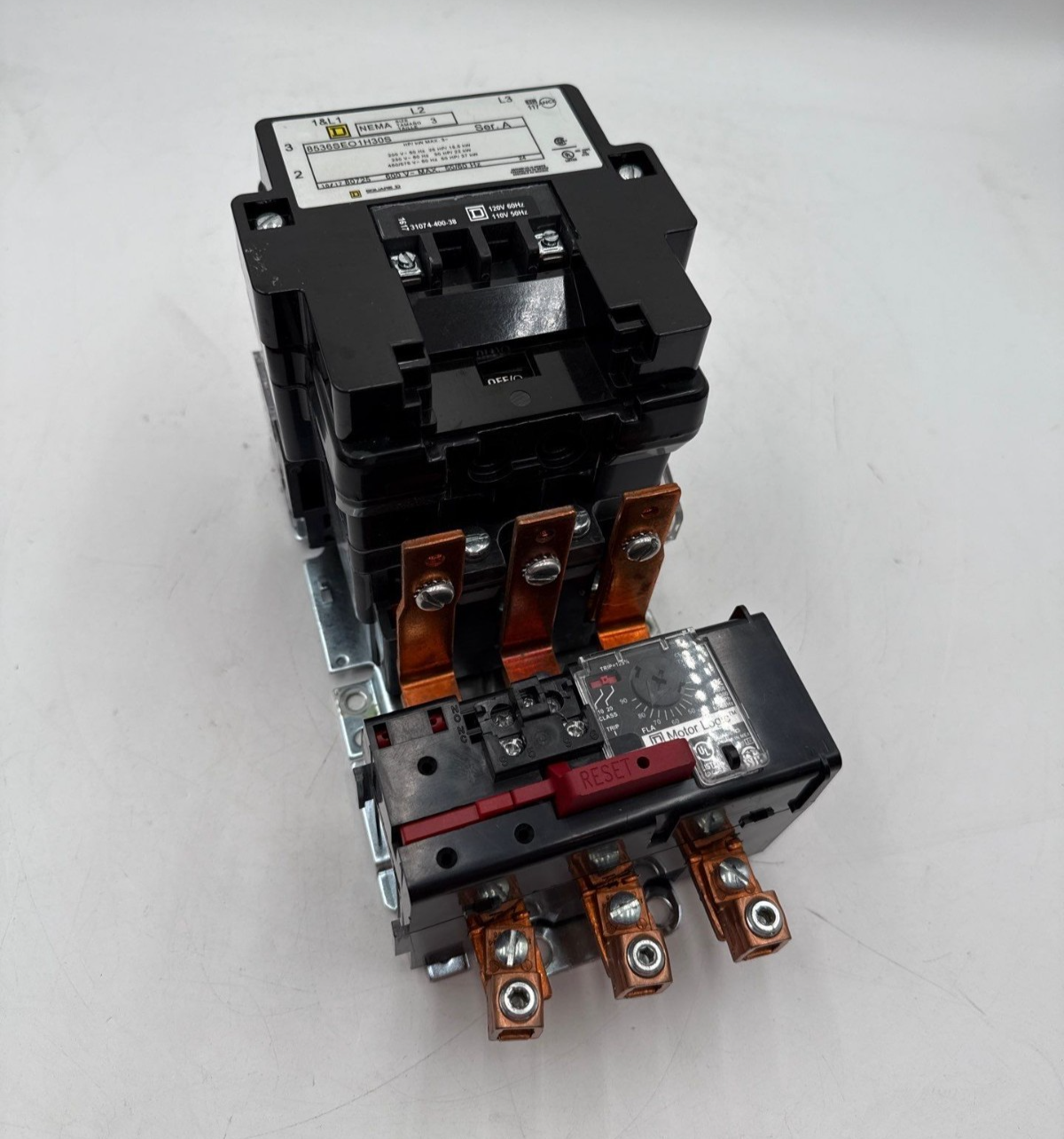 Square D 8536SEO1H30S Starter NEMA Size 3 600V 50HP Max Coil 11/120V 9065ST320 Used