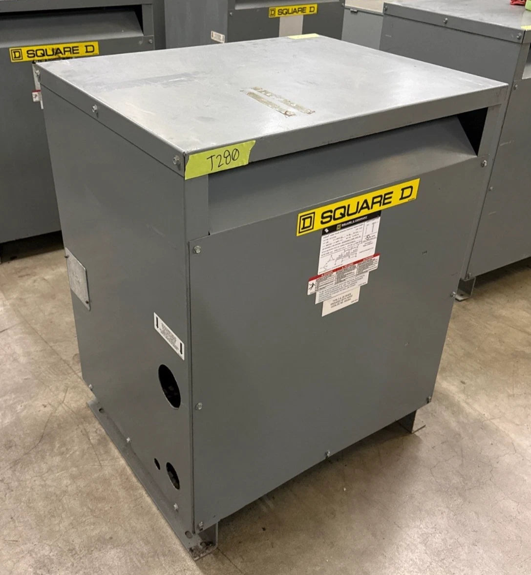 112.5KVA Square D EE112T3H Transformer Pri 480V Sec 208Y/120V Indoor 3PH T280 Used