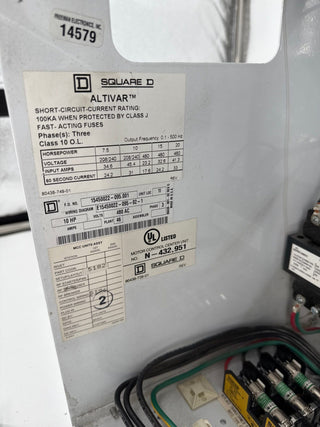 Square D Model 6 24" MCC Bucket 10HP 3PH 480V VFD FAP3603015M Breaker Used
