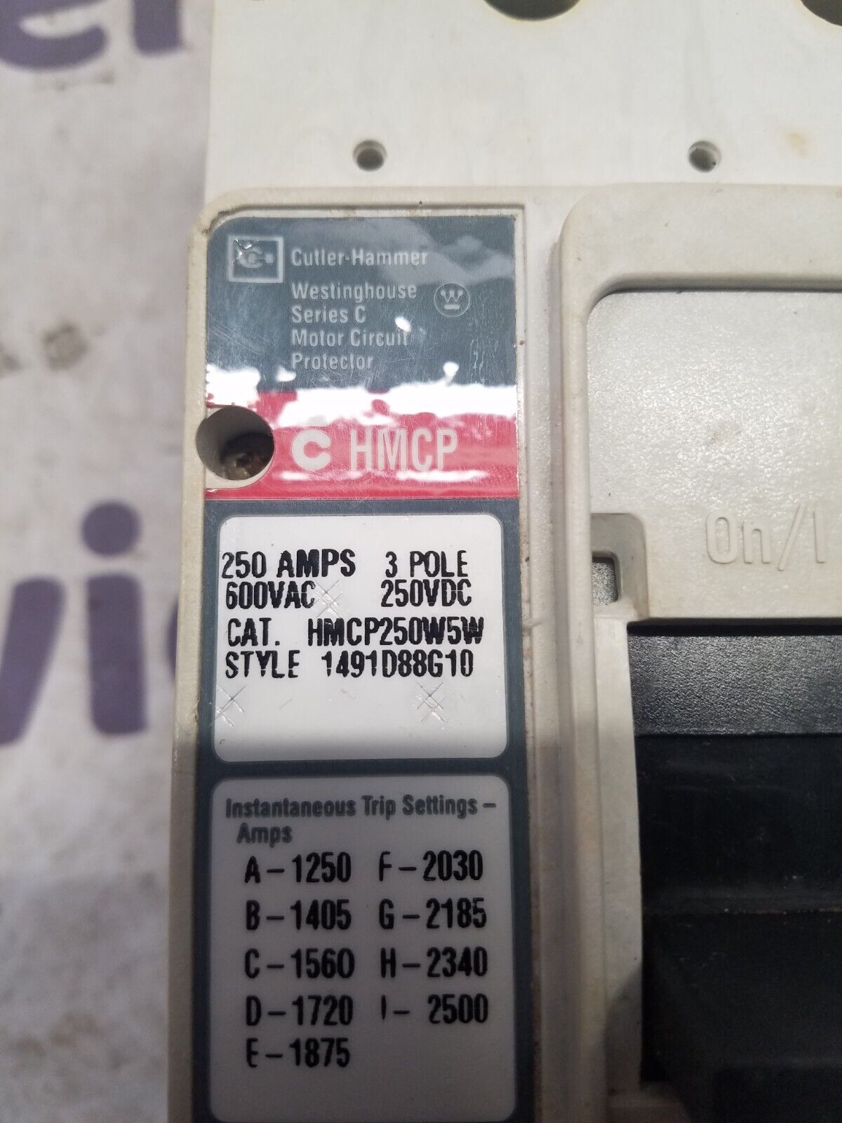 Cutler-Hammer HMCP250W5W Used