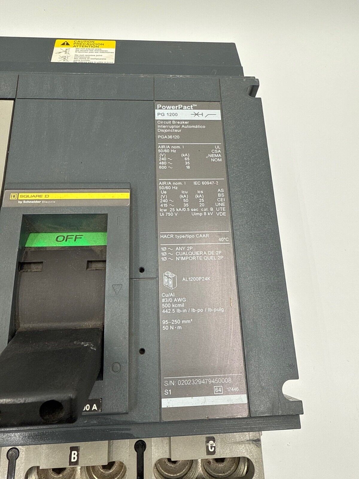 Square D PGA36120 New