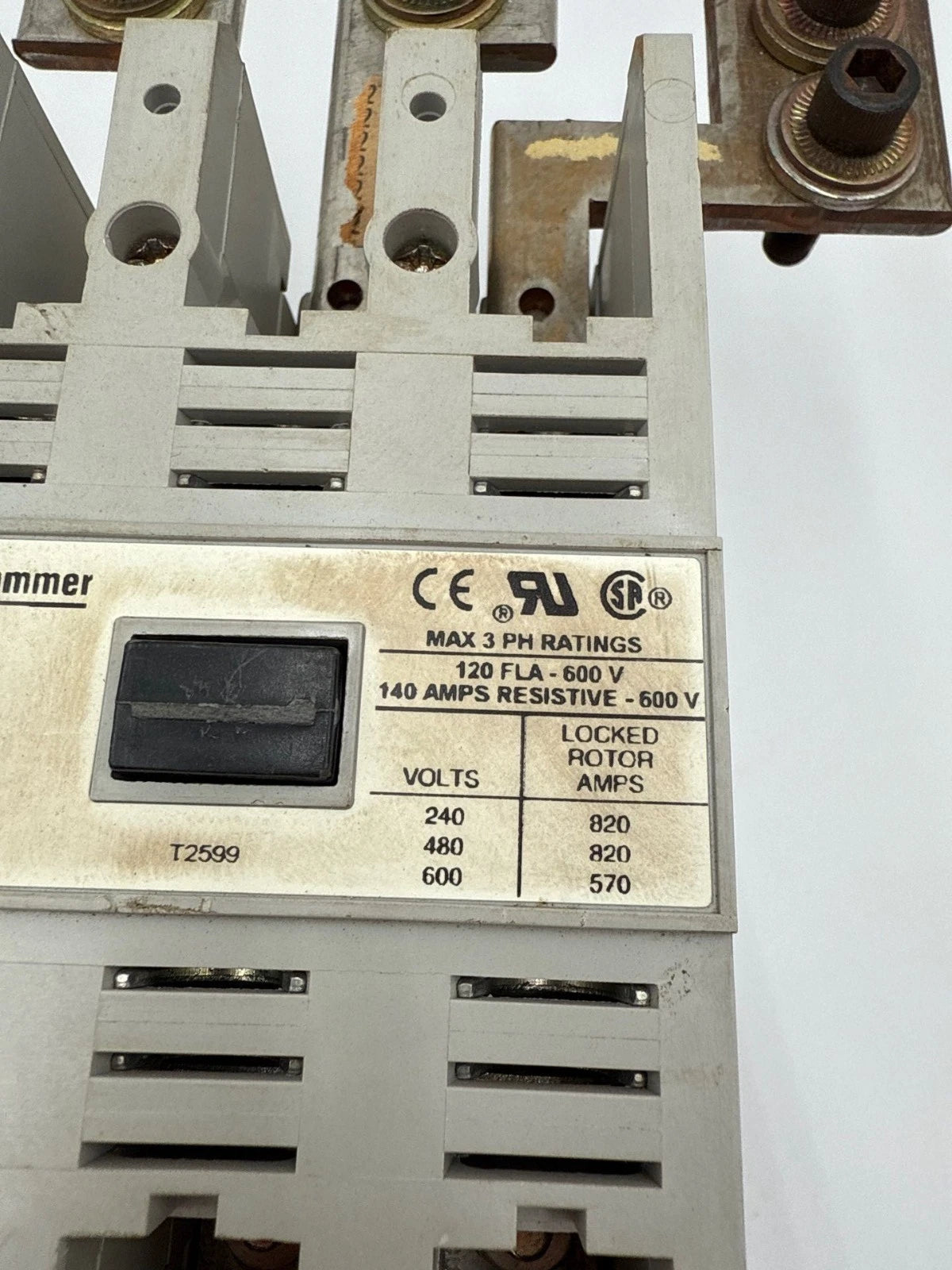 Cutler Hammer C825HN10 Contactor 140A 3P 240-600V 3PH Coil 110/120V C825HN10A Used