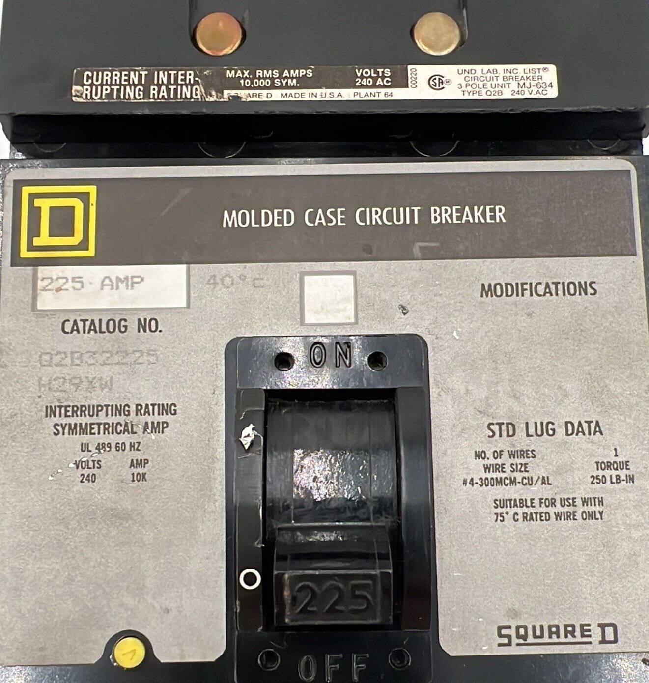 Square D Q2B32225 Used