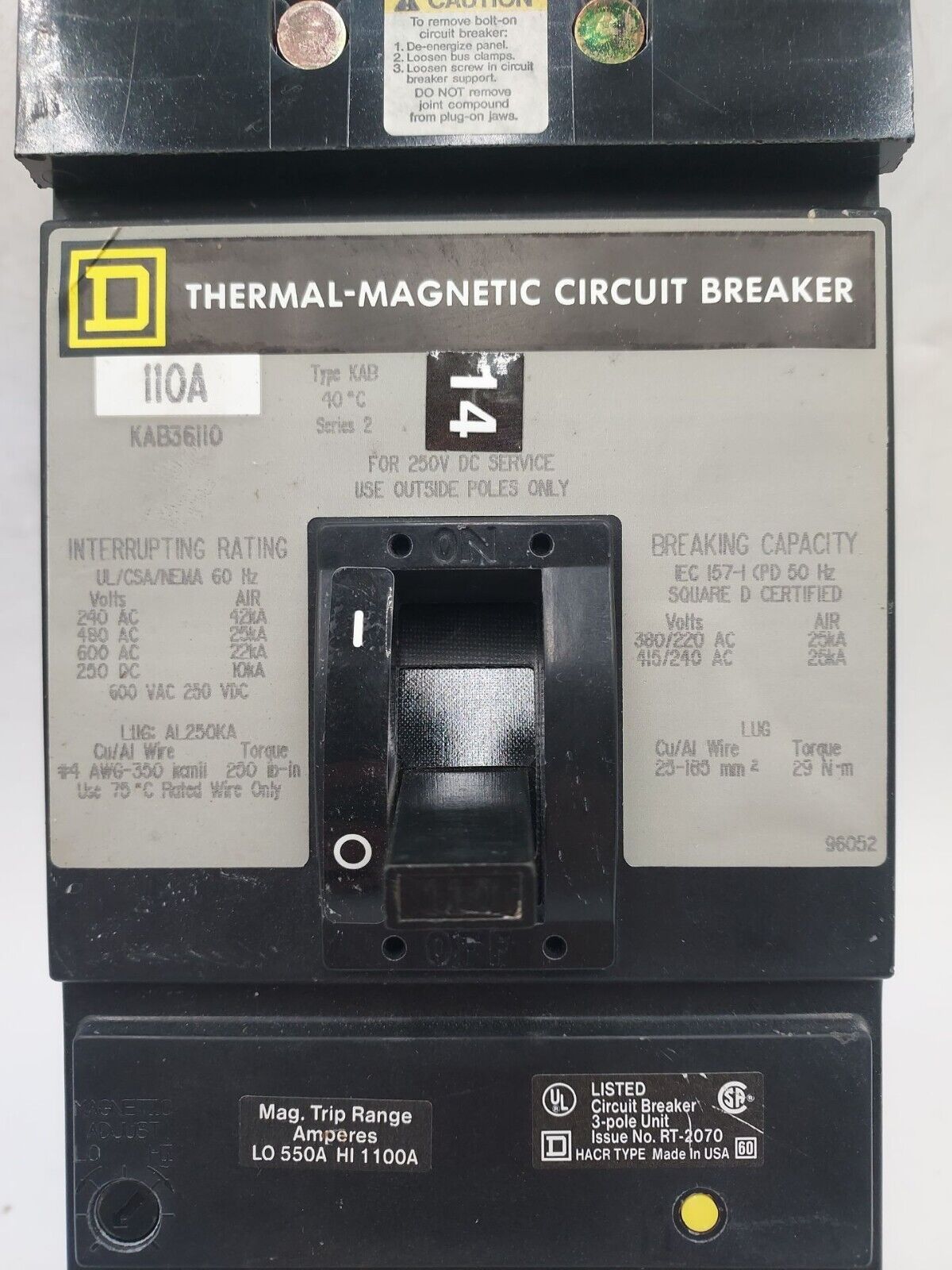 Square D KAB36110 Used